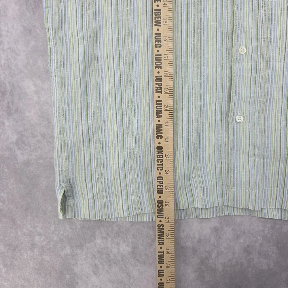 Banana Republic 100% Linen Shirt Mens Small Stripe Short Sleeve Casual Resort